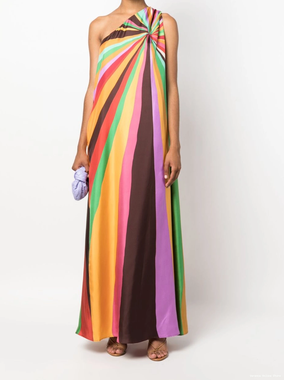 Affordable maxi dress Women Versace silk one-shoulder 0407